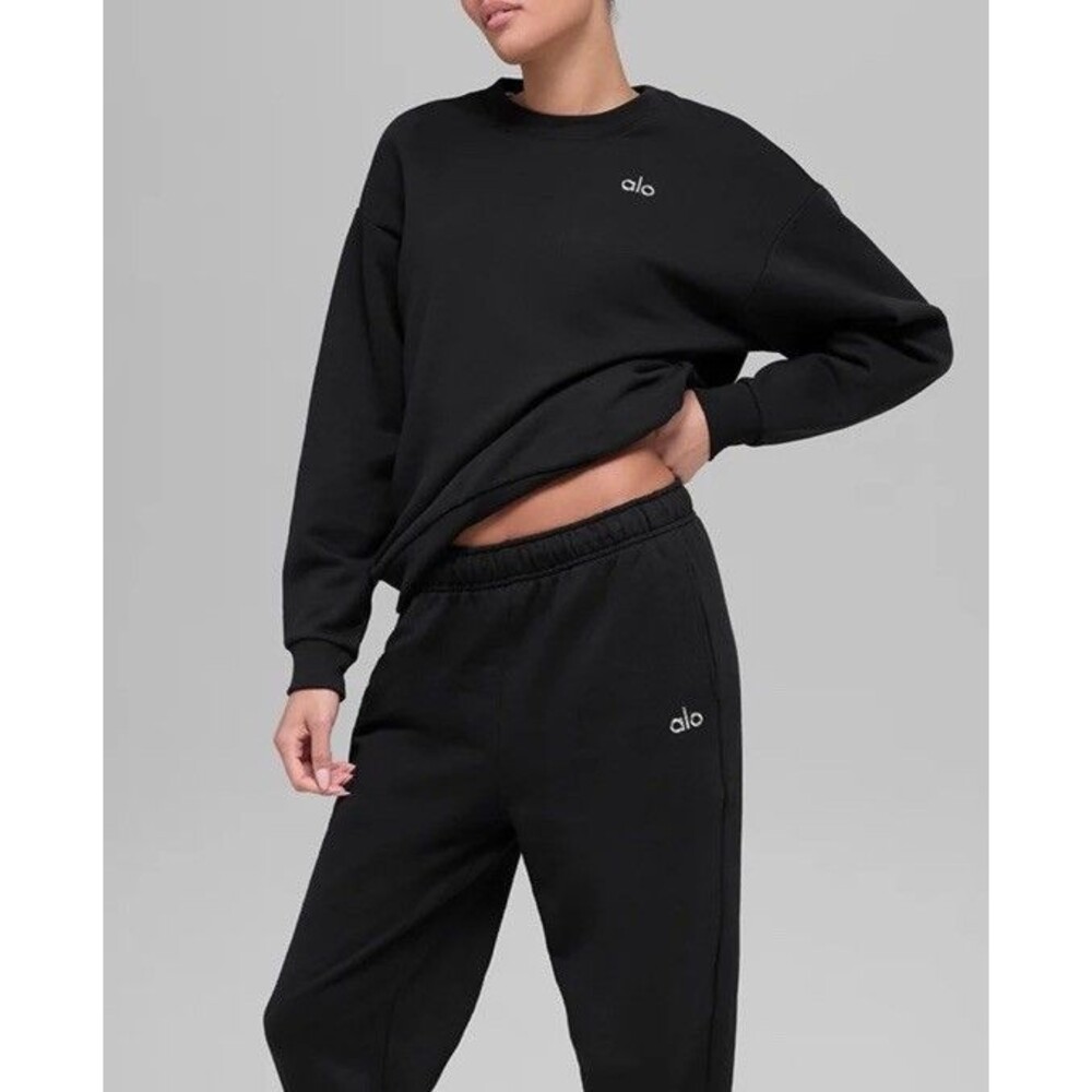 Alo Accolade Crew Neck Pullover Black Women’s Medium
